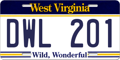 WV license plate DWL201