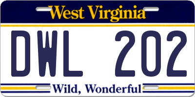 WV license plate DWL202