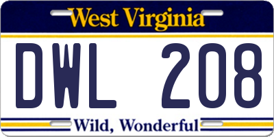WV license plate DWL208