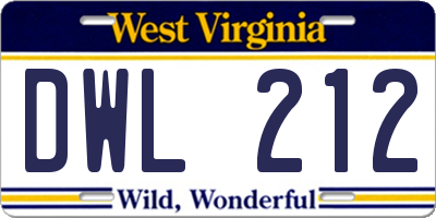 WV license plate DWL212