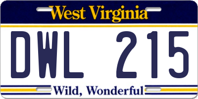 WV license plate DWL215