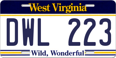 WV license plate DWL223