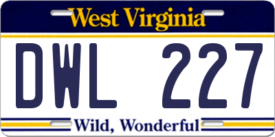 WV license plate DWL227