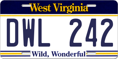 WV license plate DWL242