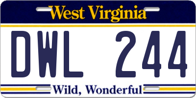 WV license plate DWL244