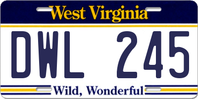 WV license plate DWL245