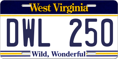WV license plate DWL250