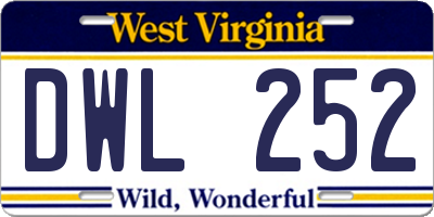 WV license plate DWL252
