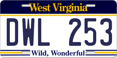 WV license plate DWL253