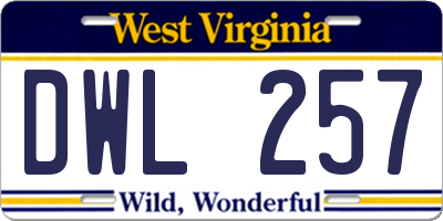 WV license plate DWL257