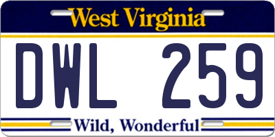 WV license plate DWL259