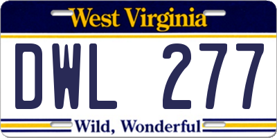 WV license plate DWL277