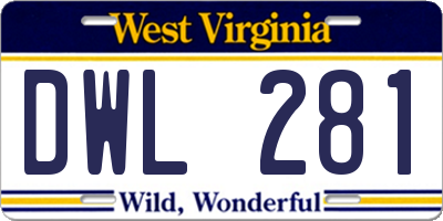 WV license plate DWL281