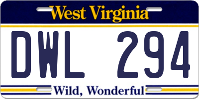 WV license plate DWL294