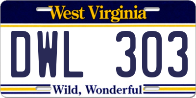 WV license plate DWL303