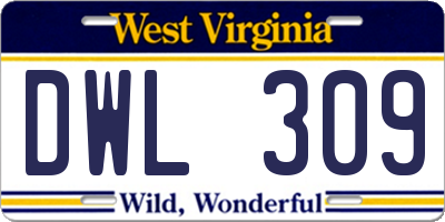 WV license plate DWL309