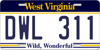 WV license plate DWL311