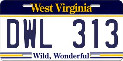 WV license plate DWL313