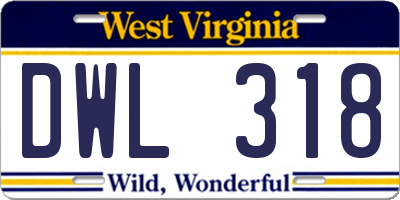WV license plate DWL318