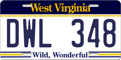 WV license plate DWL348