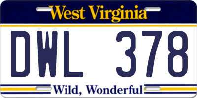 WV license plate DWL378