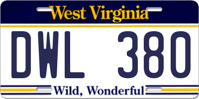 WV license plate DWL380