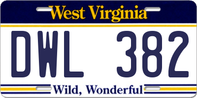 WV license plate DWL382