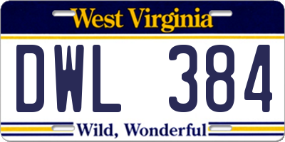 WV license plate DWL384