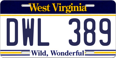 WV license plate DWL389