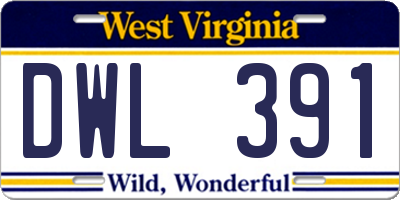 WV license plate DWL391