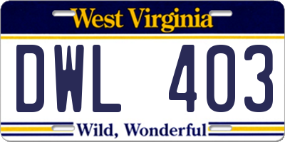 WV license plate DWL403