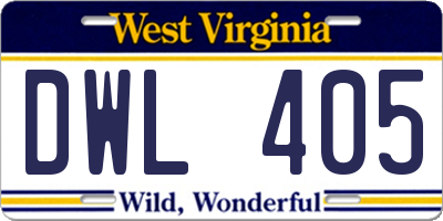WV license plate DWL405