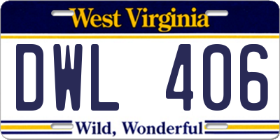 WV license plate DWL406