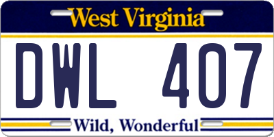 WV license plate DWL407