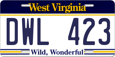 WV license plate DWL423