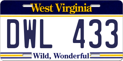 WV license plate DWL433
