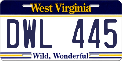WV license plate DWL445