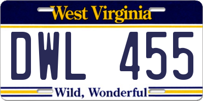 WV license plate DWL455