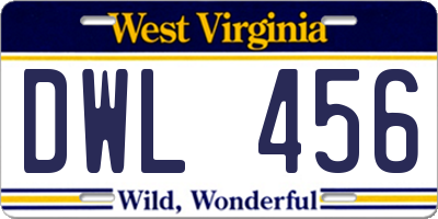 WV license plate DWL456
