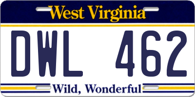 WV license plate DWL462