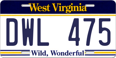 WV license plate DWL475