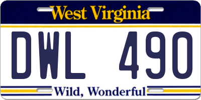 WV license plate DWL490