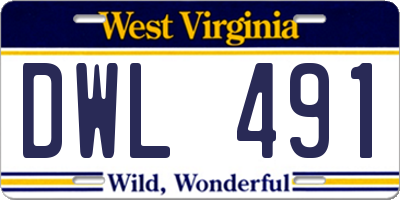 WV license plate DWL491