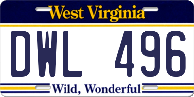 WV license plate DWL496