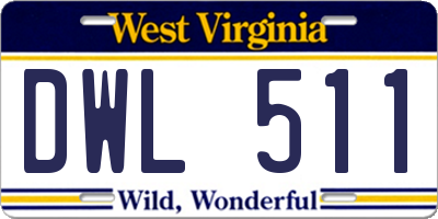 WV license plate DWL511