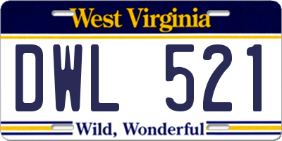 WV license plate DWL521