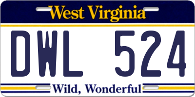 WV license plate DWL524