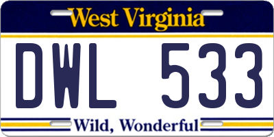 WV license plate DWL533