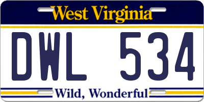 WV license plate DWL534