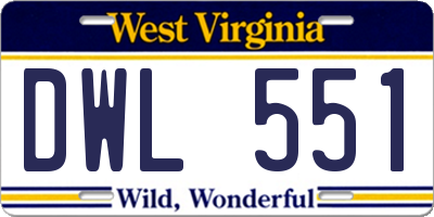 WV license plate DWL551